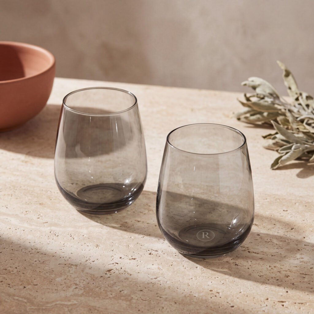 Smoke-Gray Wine Glasses, Set of 2